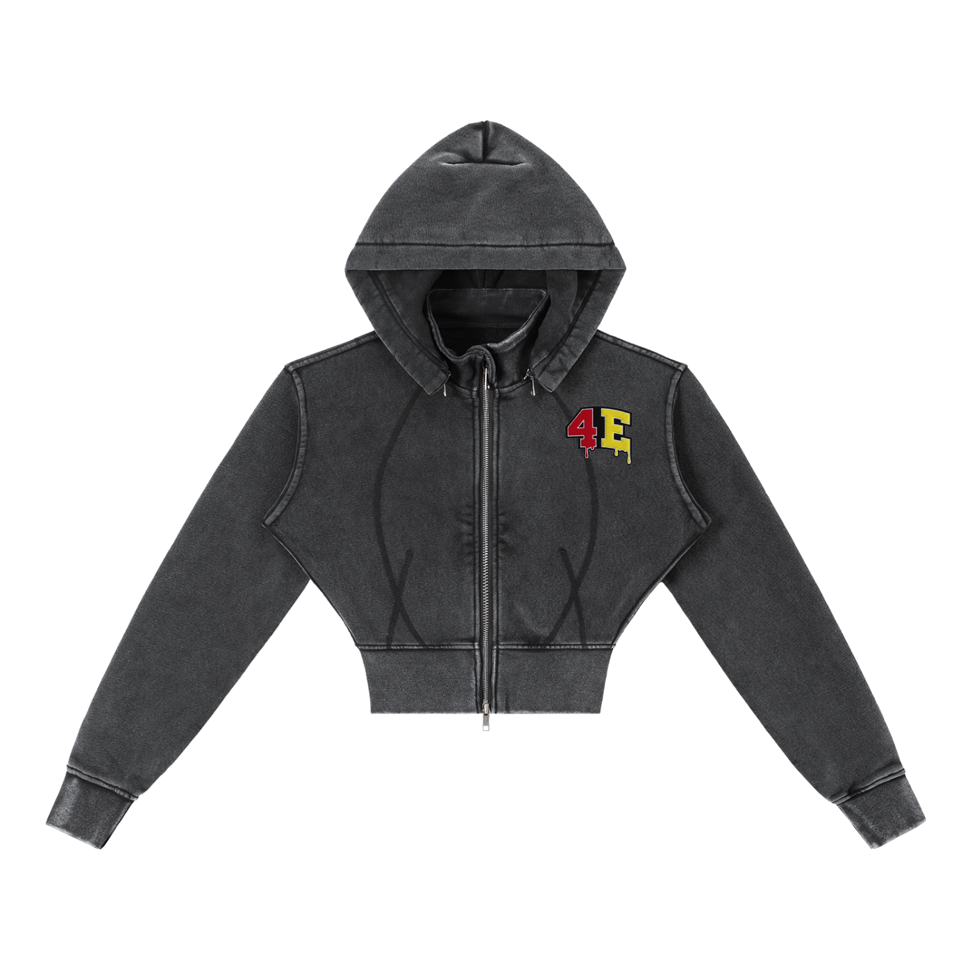 Vintage Washed Cropped Fleece Hoodie