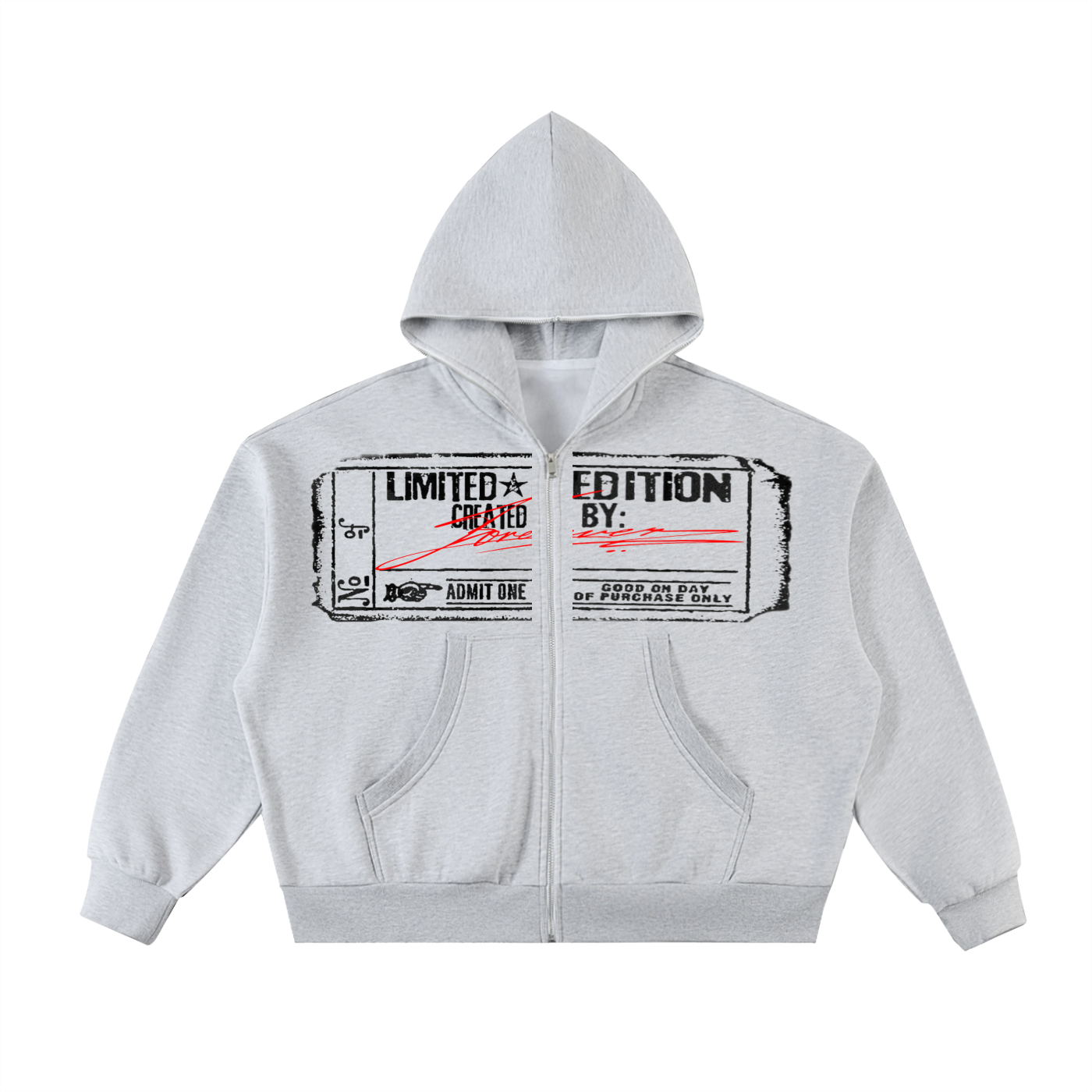 Fleeced Full-Zip Boxy Hoodie