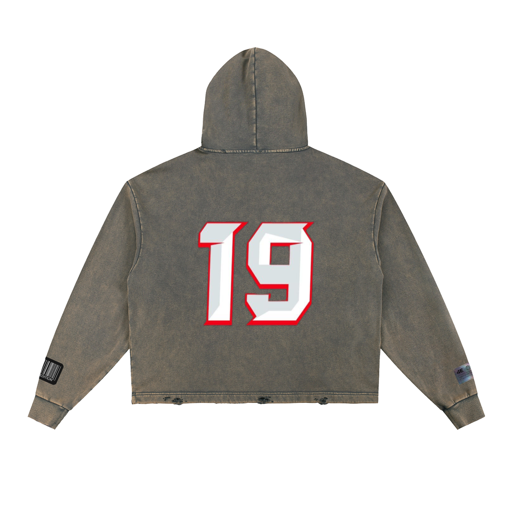 Vintage Washed Frayed-Hem Hoodie