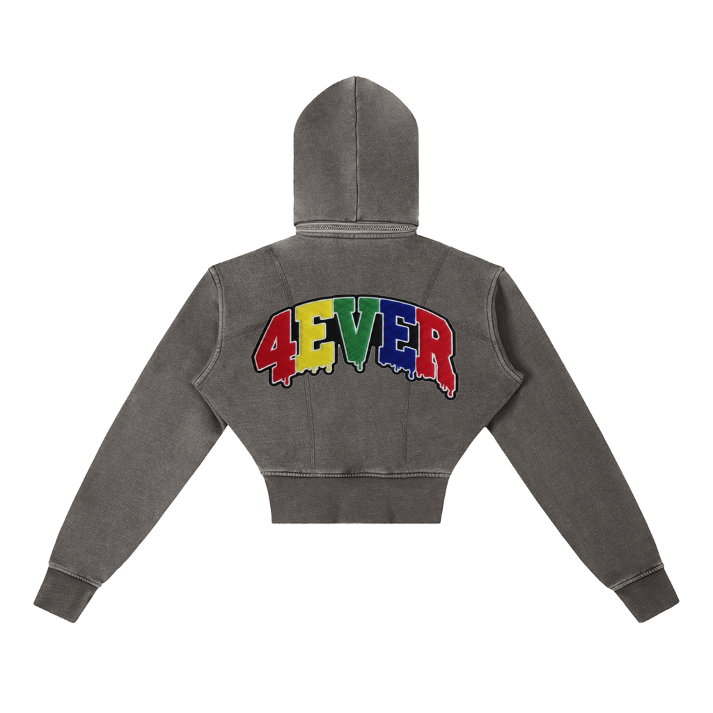 Vintage Washed Cropped Fleece Hoodie