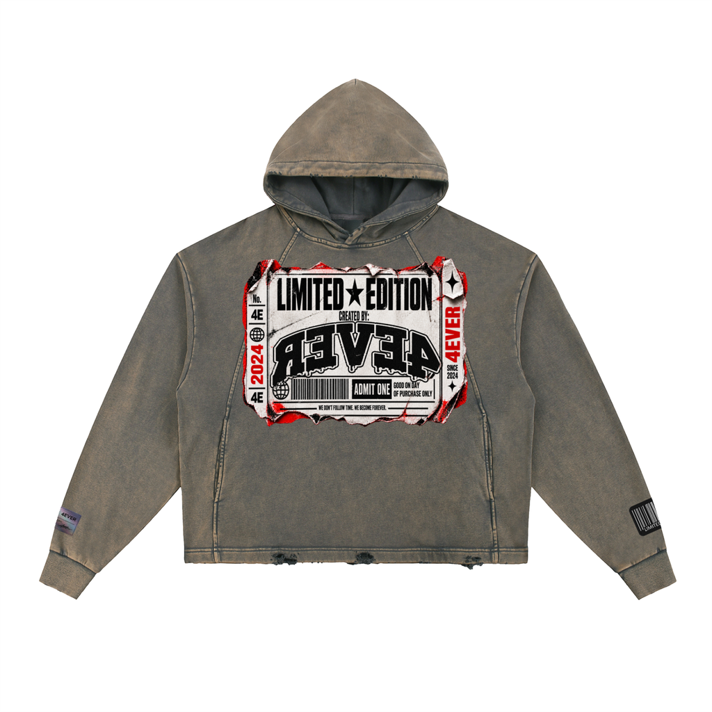 Vintage Washed Frayed-Hem Hoodie
