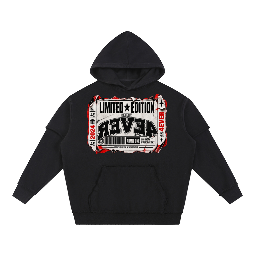 Snow Washed Raw Edge Double Layered Hoodie