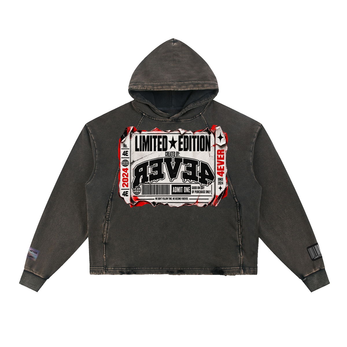 Vintage Washed Frayed-Hem Hoodie