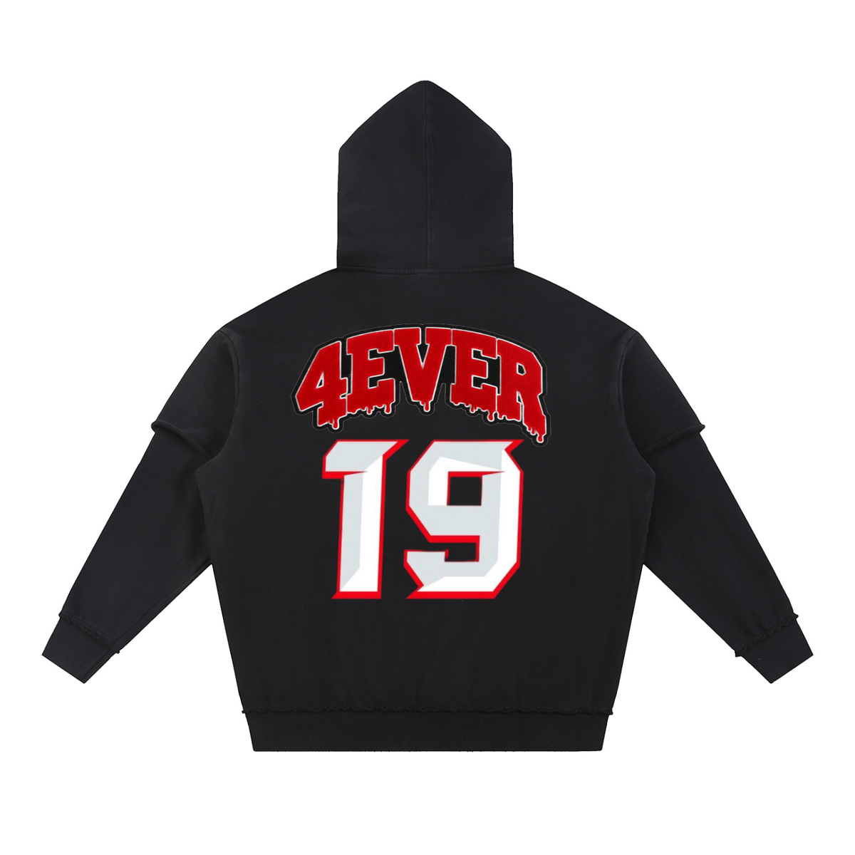 Snow Washed Raw Edge Double Layered Hoodie