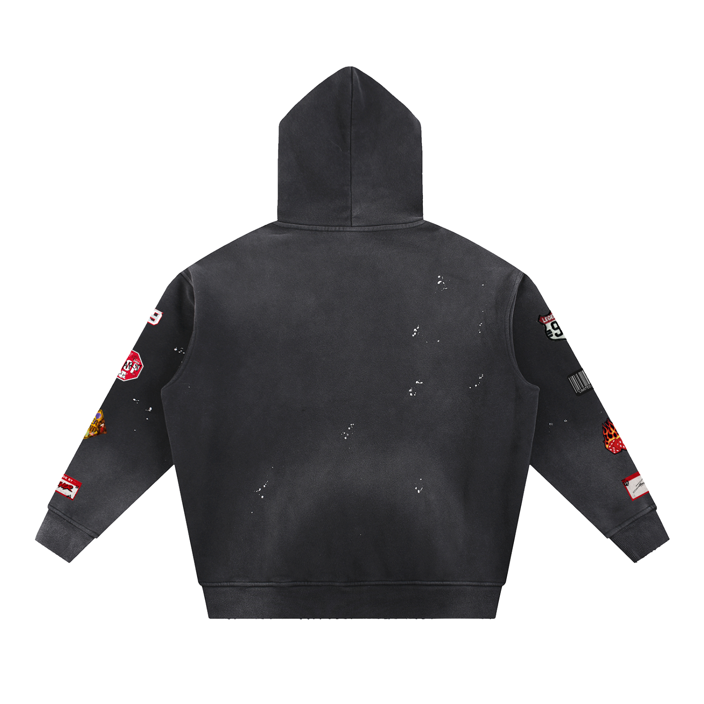 Vintage Washed Frayed Fleece Hoodie