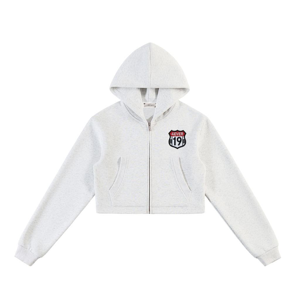 Essential Cropped Zip-Up Hoodie