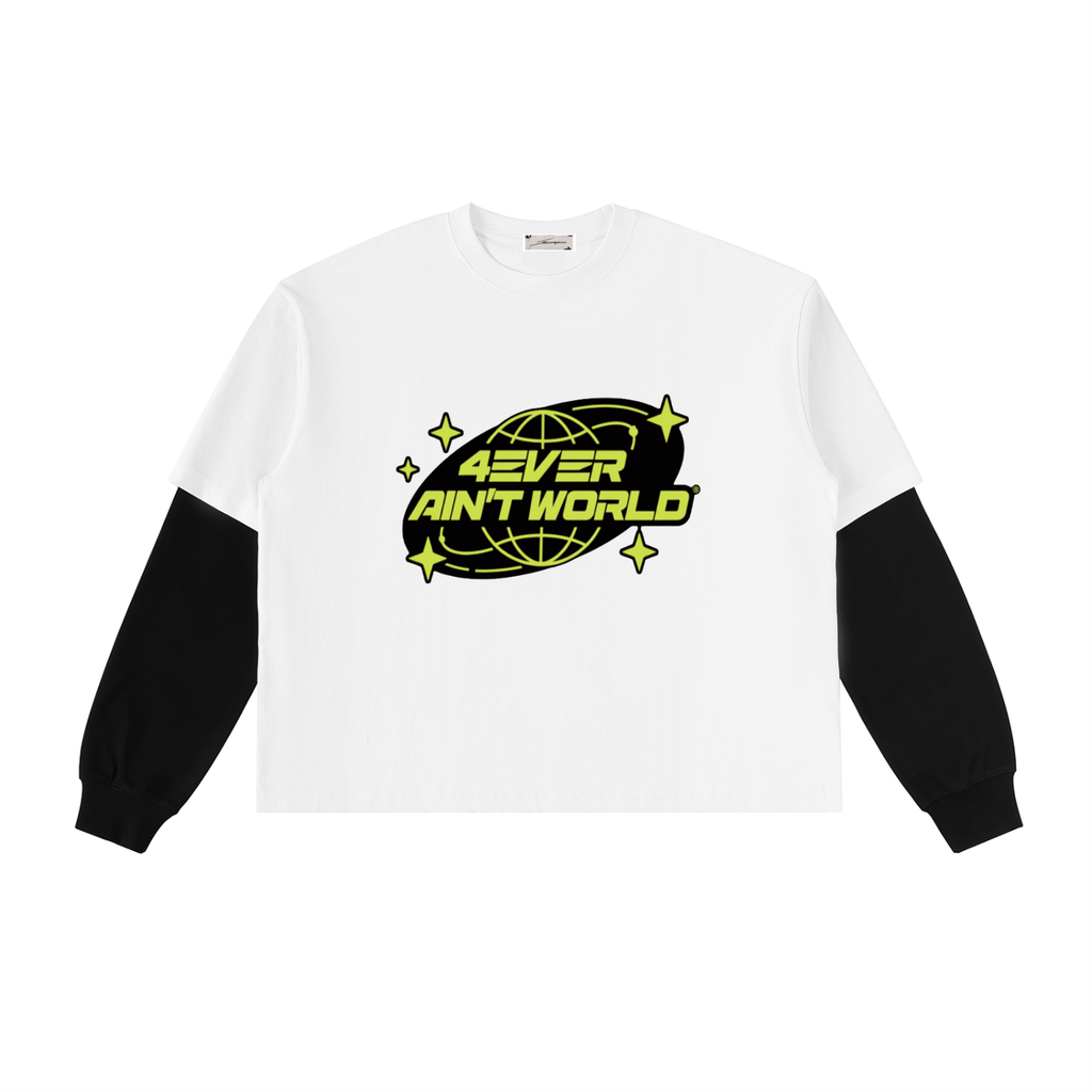 Layered Contrast Sleeve Cotton T-Shirt